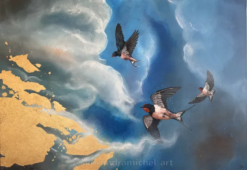  | Titel: swallowed by clouds | Acryl auf Leinwand | 100 x 80